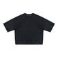 SVRN Society oversized short sleeve sweatshirt in black vintage wash cotton with a drop shoulder fit, back view.