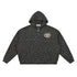 SVRN Society leopard print waffle full zip hoodie in black with an eye graphic on the chest and drop shoulders.