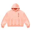 SVD vintage wash boxy hoodie in light pink with vertical John 3:16 print, front view