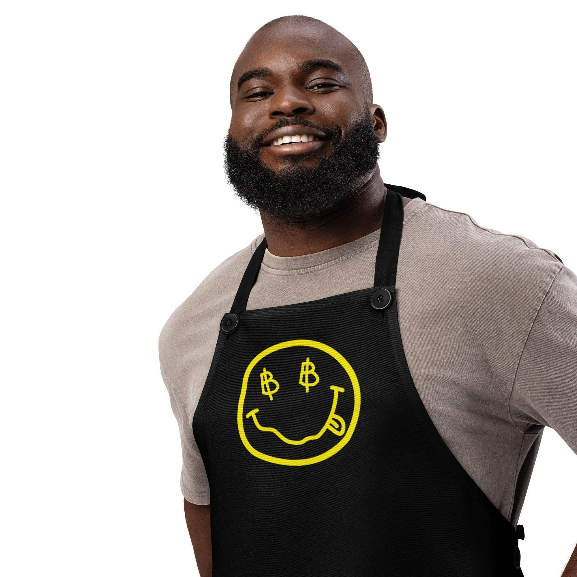SATOSHI SMILES / Bitcoin Apron - SVRN_T - The Orange Habit