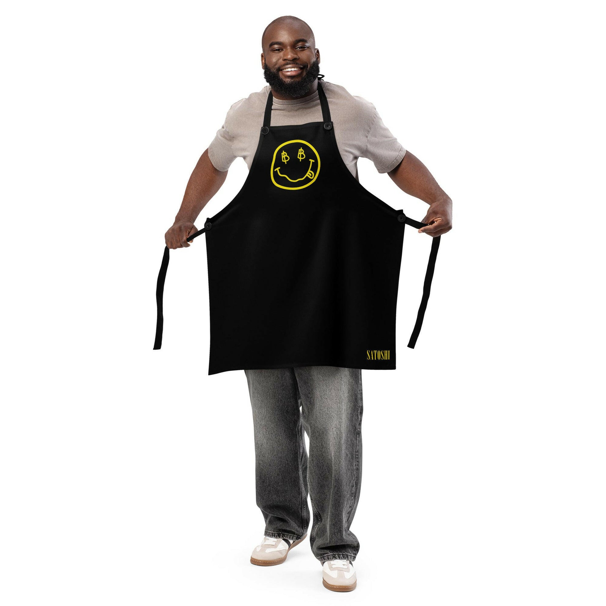 SATOSHI SMILES / Bitcoin Apron - SVRN_T - The Orange Habit