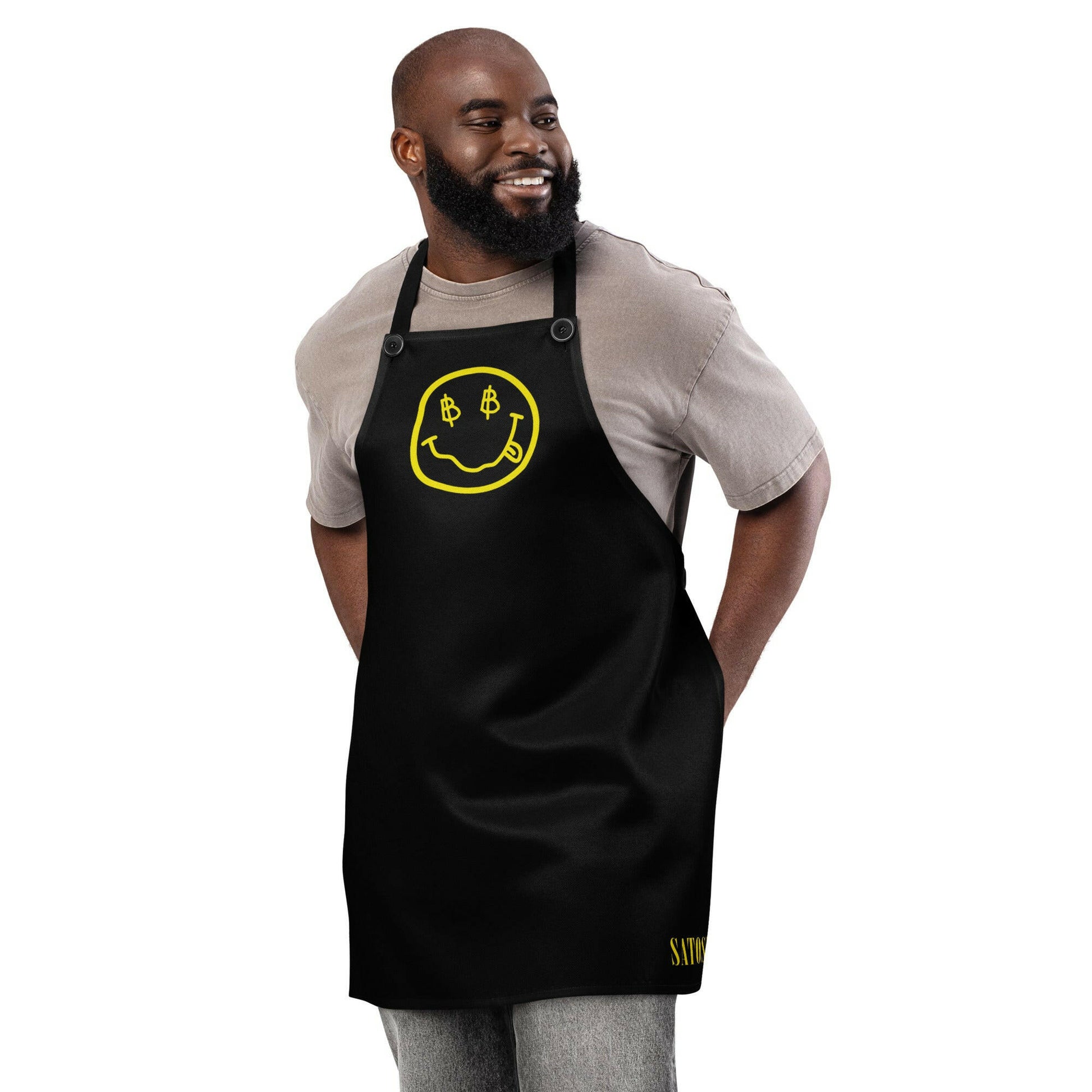 SATOSHI SMILES / Bitcoin Apron - SVRN_T - The Orange Habit