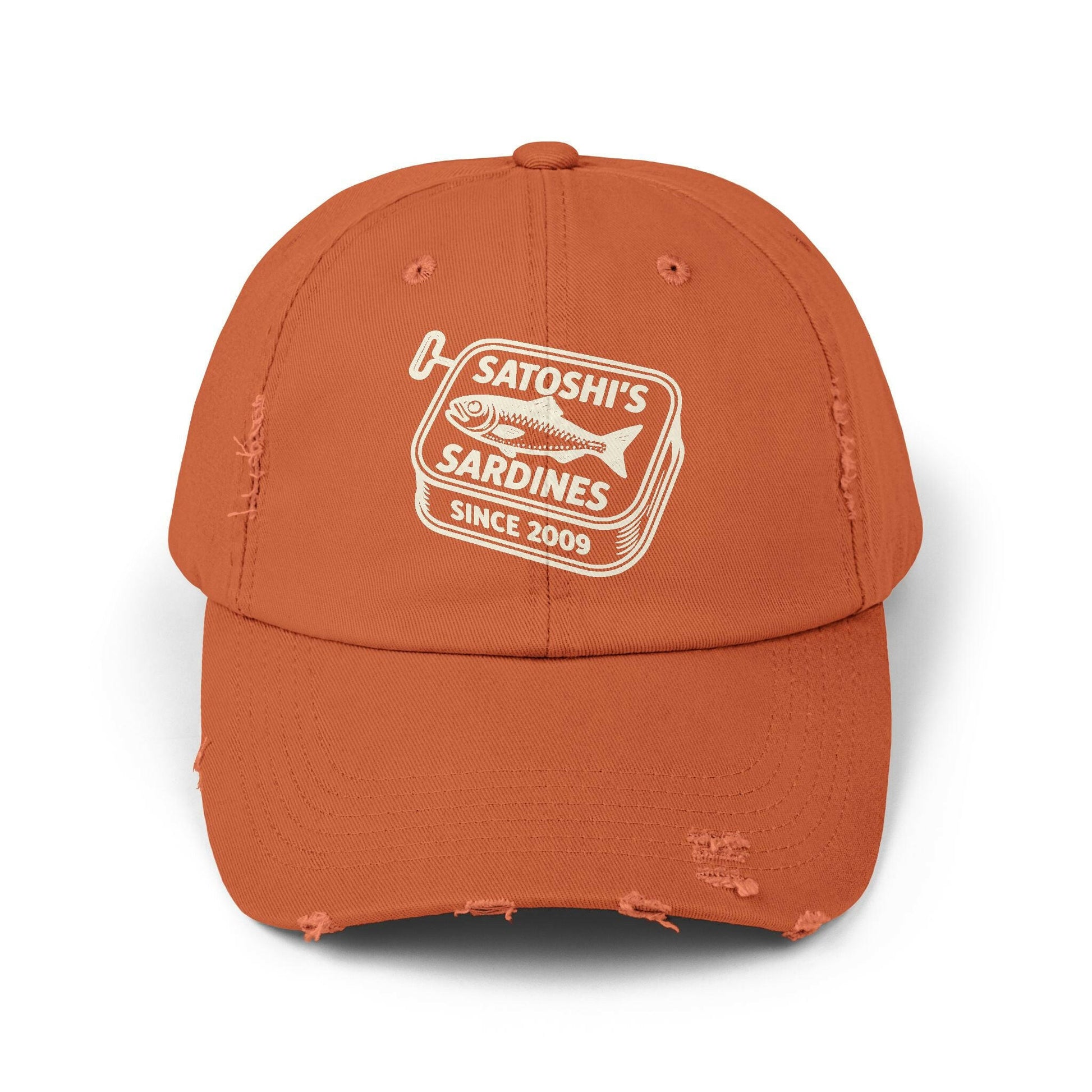 Satoshi's Sardines / Distressed Bitcoin Hat - SVRN_T Hats - The Orange Habit