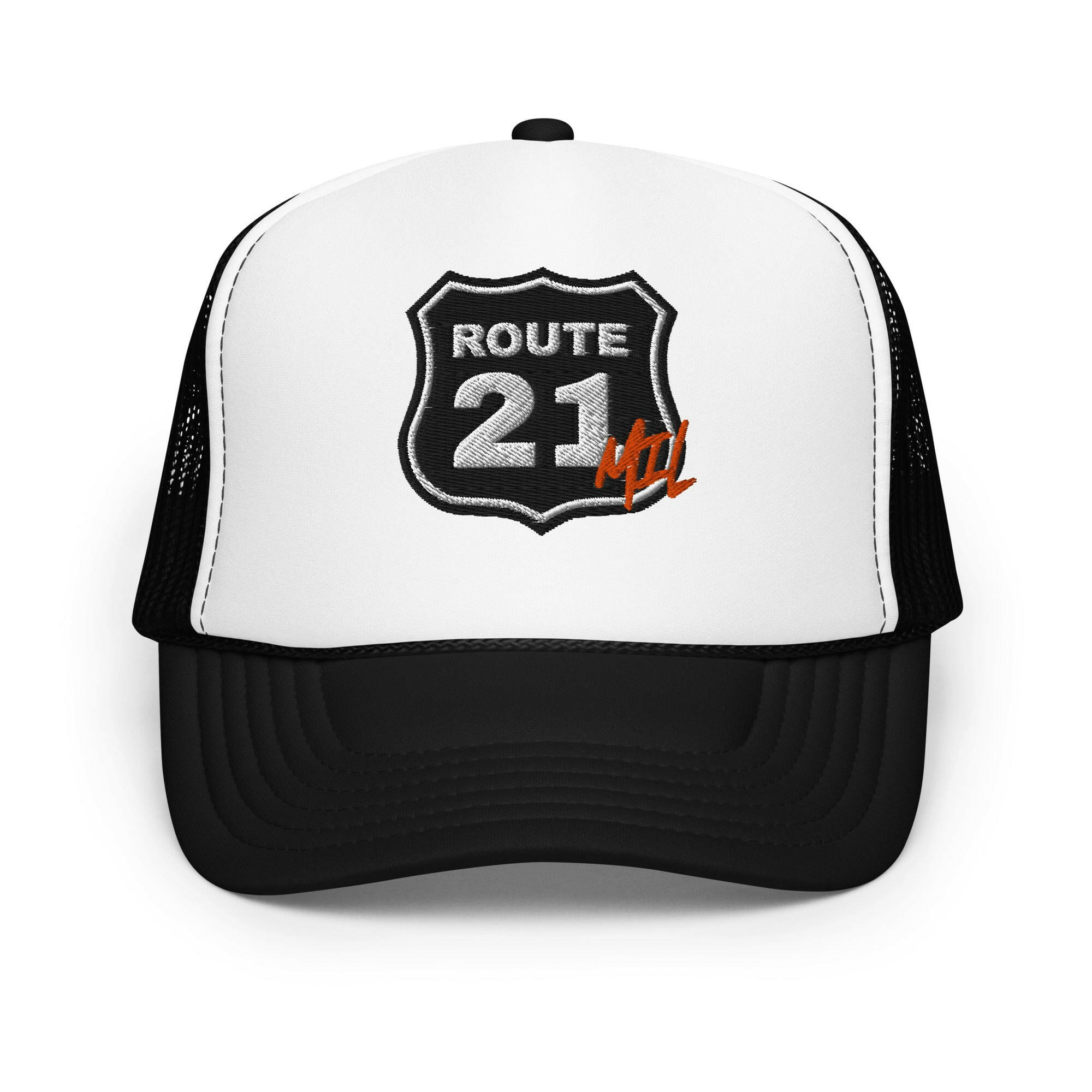 Route 21 / Bitcoin Foam Trucker Hat - SVRN_T Hats - The Orange Habit