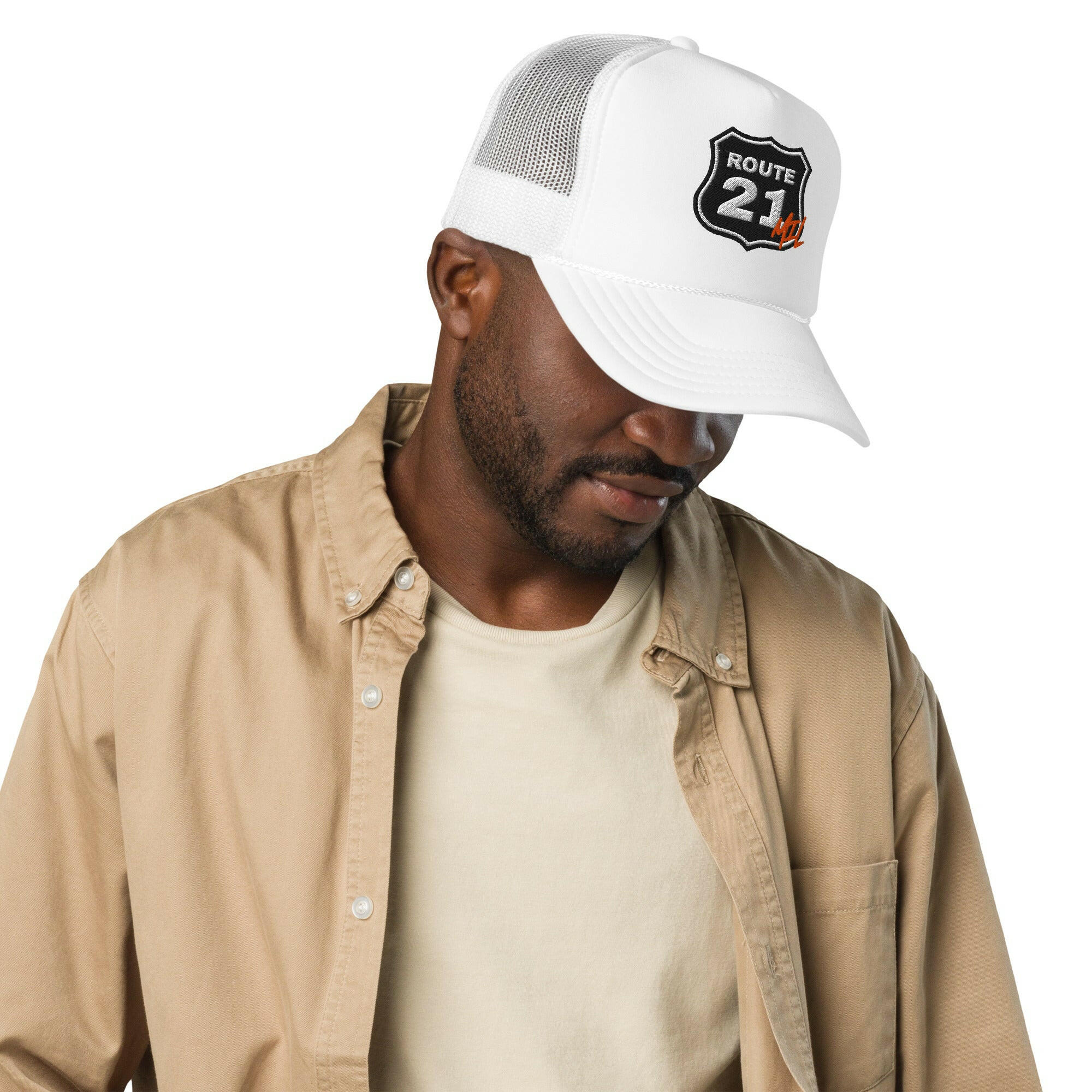 Route 21 / Bitcoin Foam Trucker Hat - SVRN_T Hats - The Orange Habit