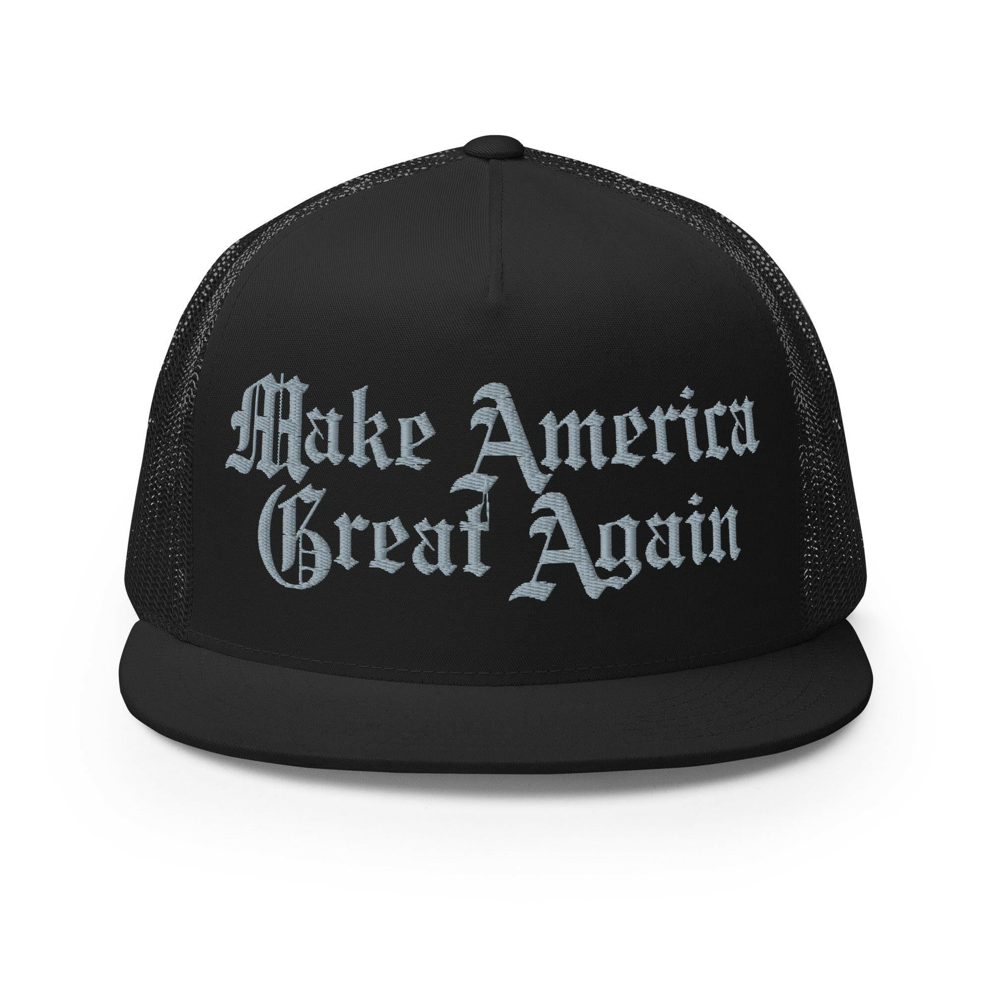 DARK MAGA / Black and Silver Trucker Cap - SVRN_T Hats - The Orange Habit