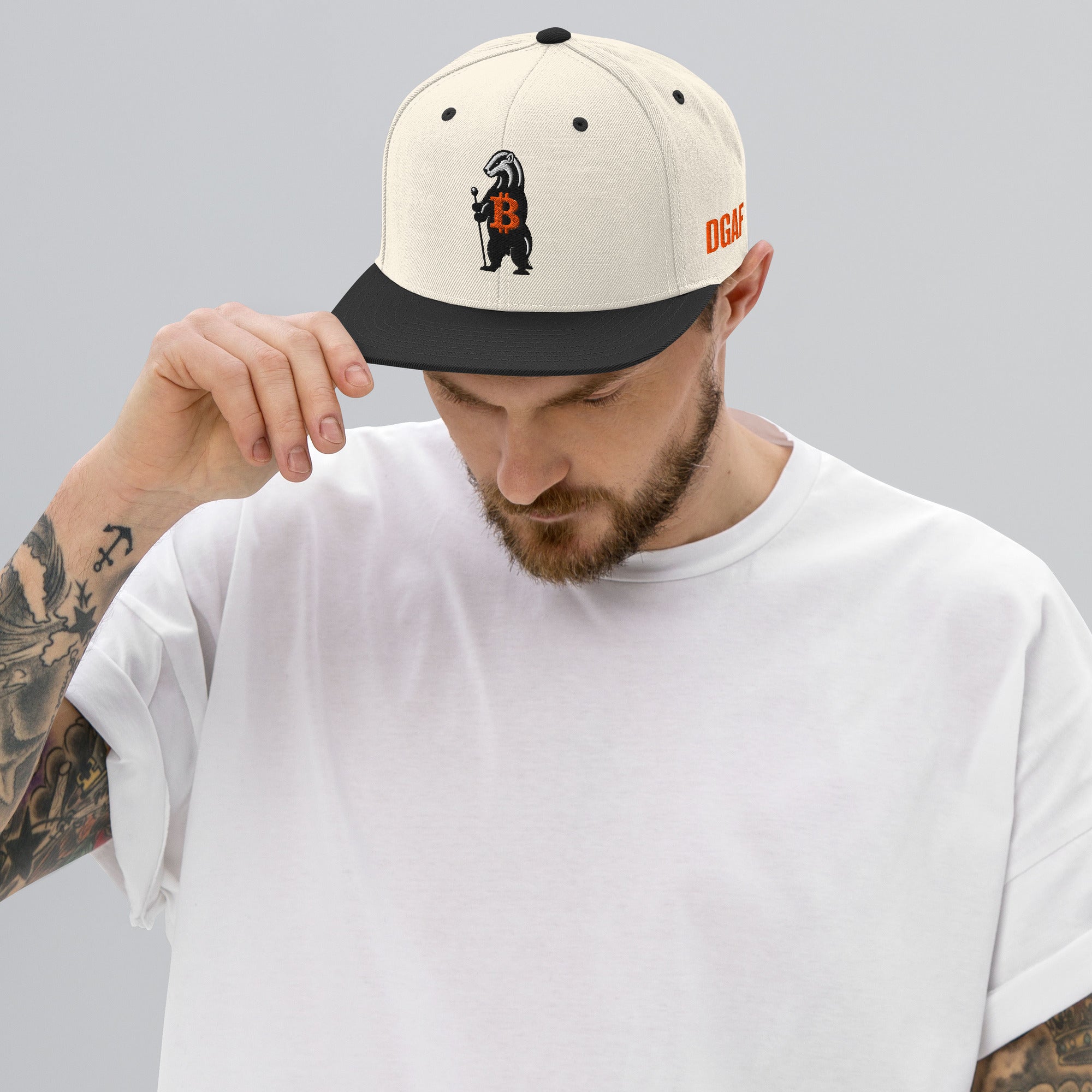 HONEY BADGER DGAF / Bitcoin Snapback Hat - SVRN_T Hats - The Orange Habit