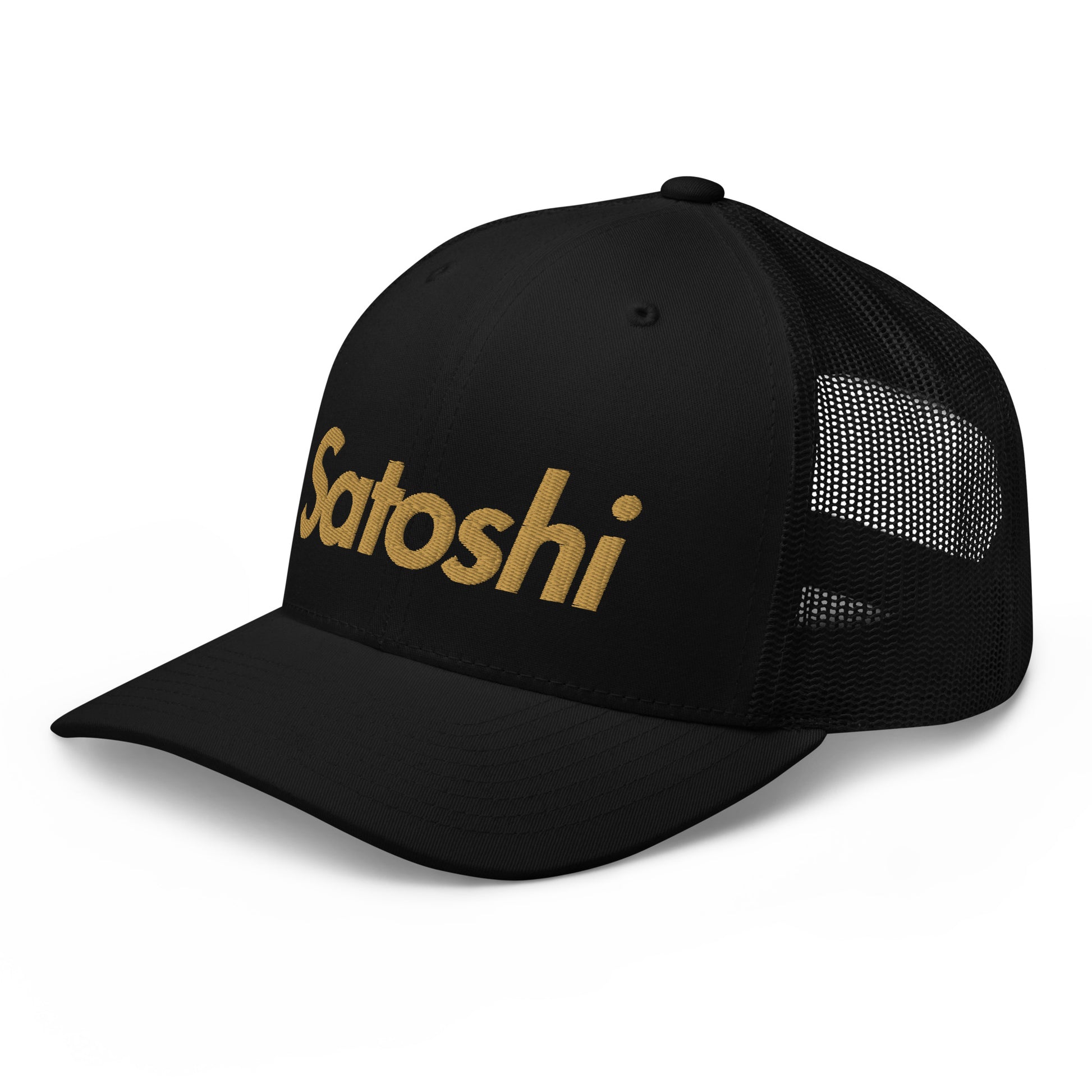 SATOSHI / Bitcoin Trucker Cap (Gold) - SVRN_T Hats - The Orange Habit