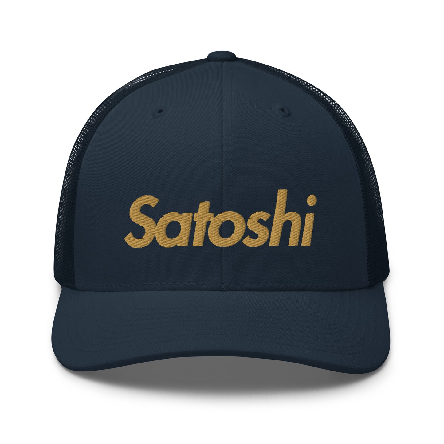 SATOSHI / Bitcoin Trucker Cap (Gold) - SVRN_T Hats - The Orange Habit