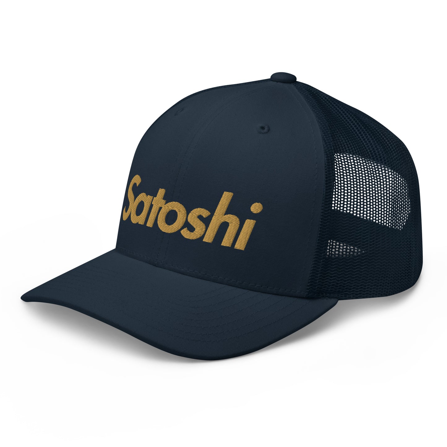 SATOSHI / Bitcoin Trucker Cap (Gold) - SVRN_T Hats - The Orange Habit