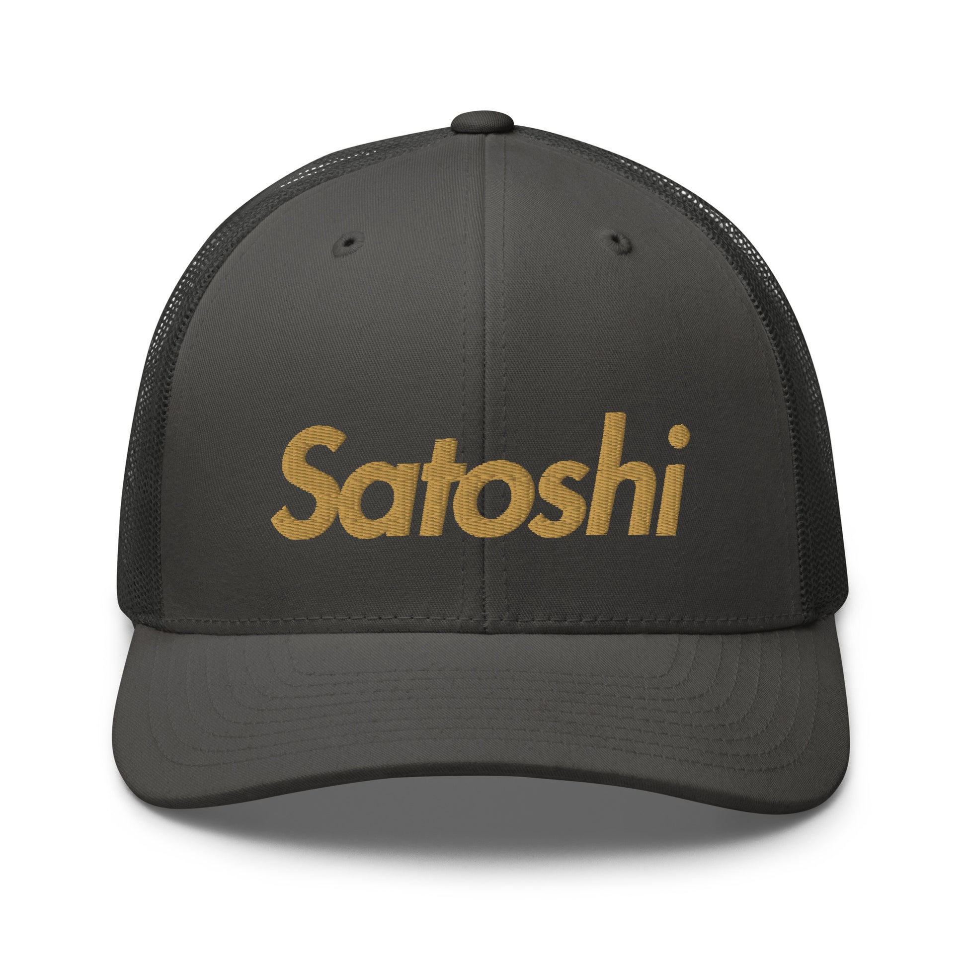SATOSHI / Bitcoin Trucker Cap (Gold) - SVRN_T Hats - The Orange Habit