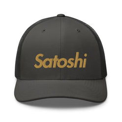 SATOSHI / Bitcoin Trucker Cap (Gold) - SVRN_T Hats - The Orange Habit