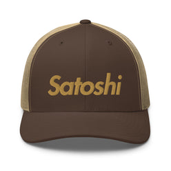 SATOSHI / Bitcoin Trucker Cap (Gold) - SVRN_T Hats - The Orange Habit
