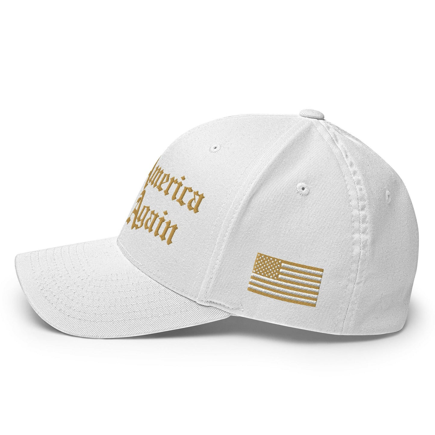 MAGA / White and Gold Fitted Hat - SVRN_T Hats - The Orange Habit