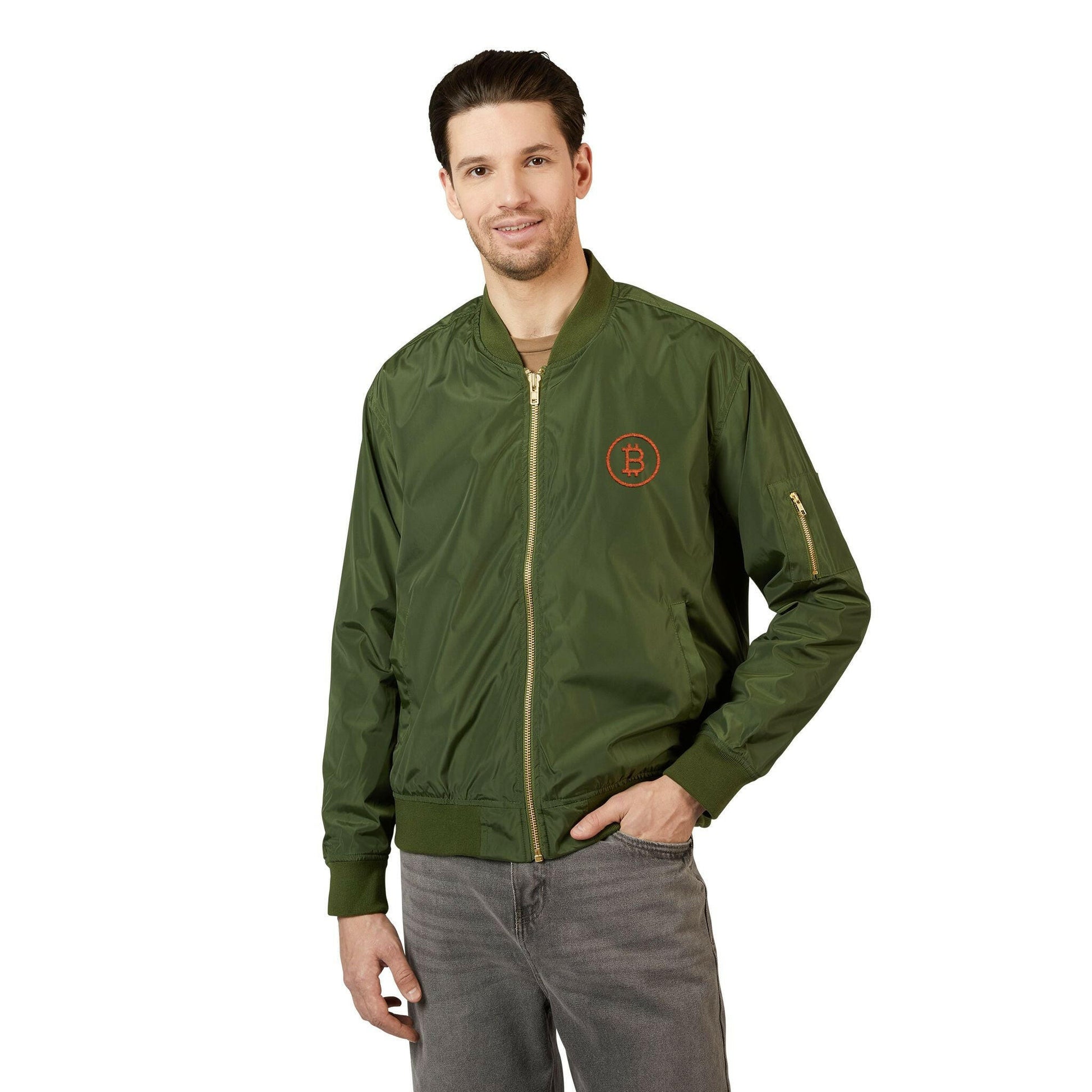 Branded / Embroidered Bomber Jacket - SVRN_T - The Orange Habit
