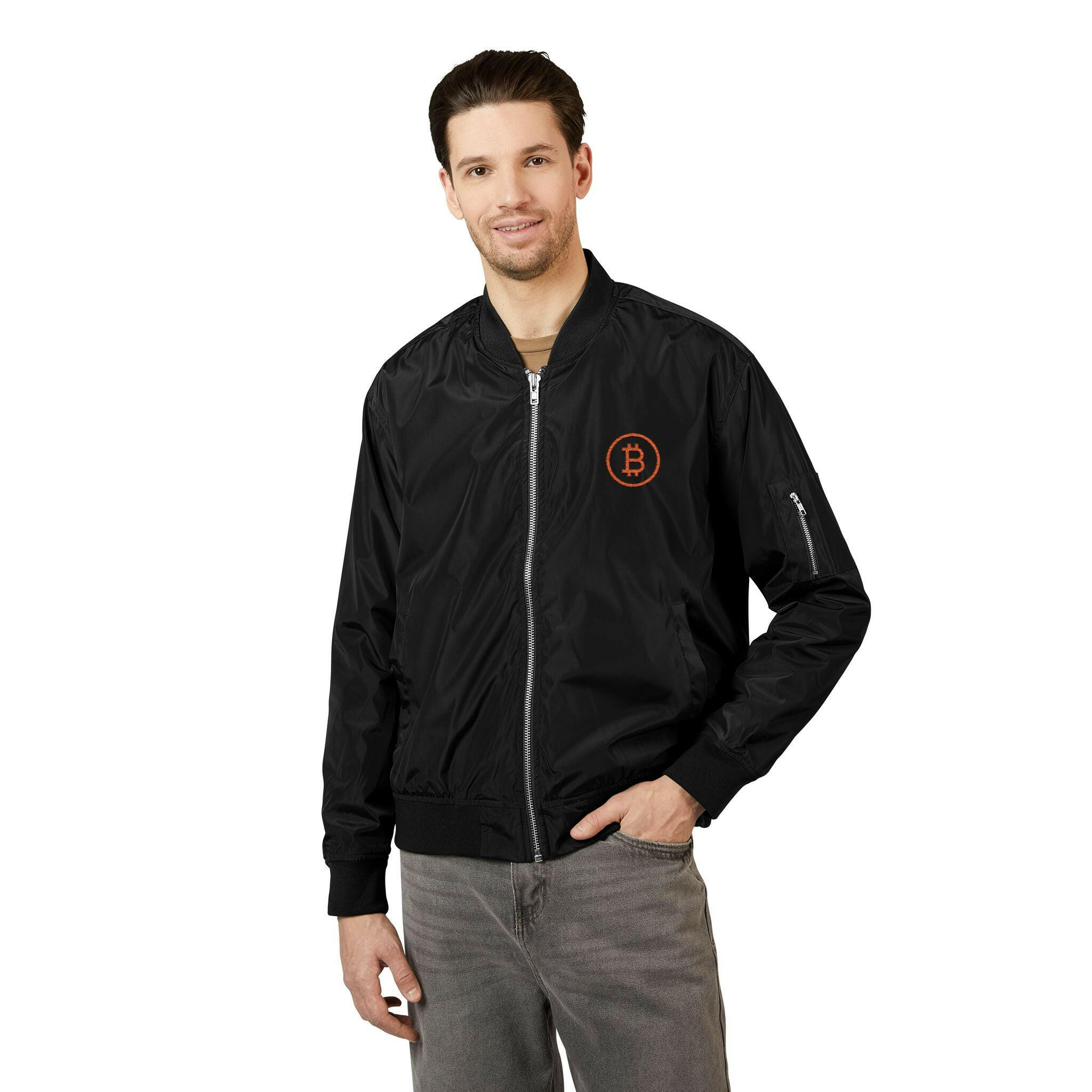 Branded / Embroidered Bomber Jacket - SVRN_T - The Orange Habit