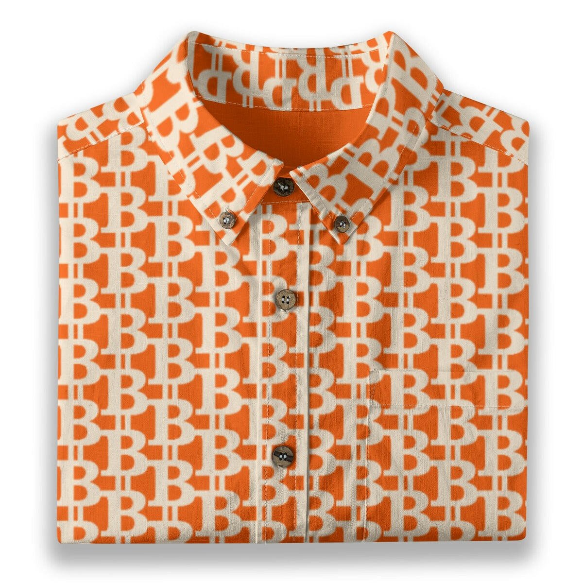 The B / Mens Cotton Slub Bitcoin Shirt - Orange - SVRN_T - The Orange Habit