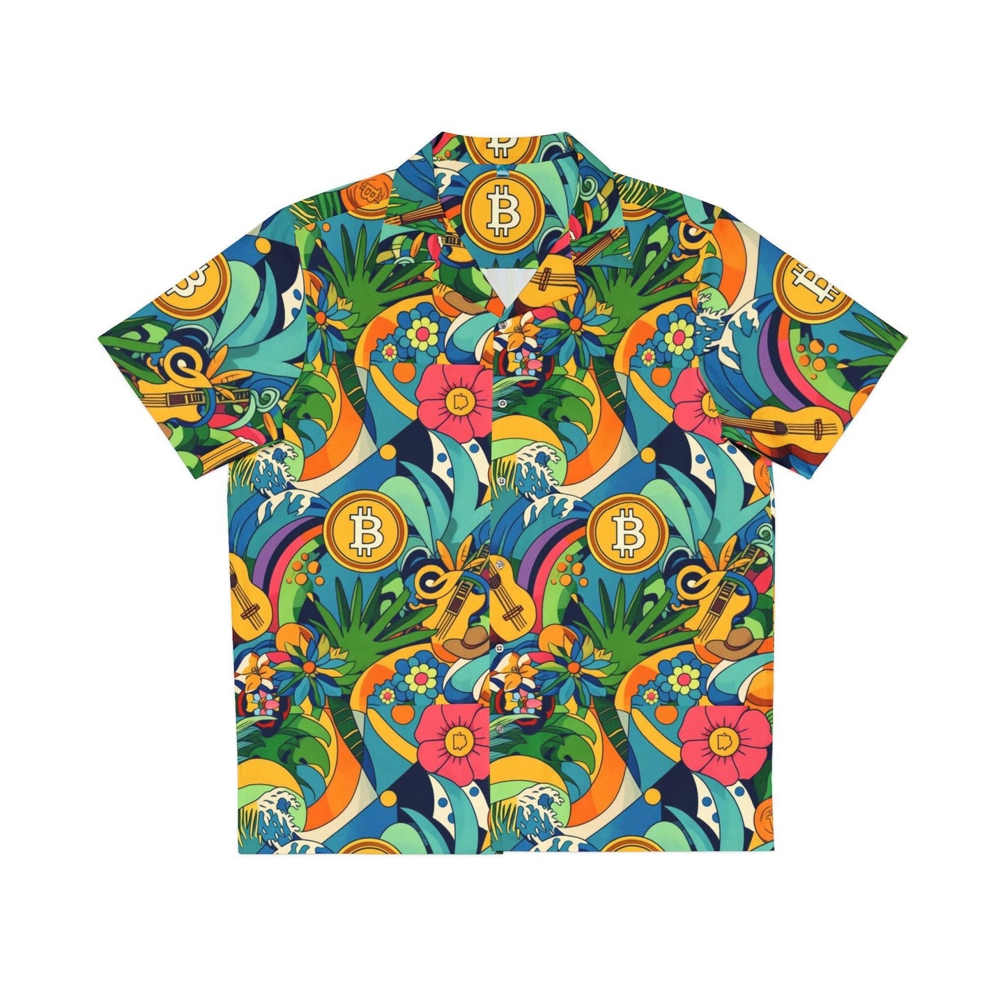 ALOHA SATOSHI / Men's Bitcoin Hawaiian Shirt - SVRN_T - The Orange Habit