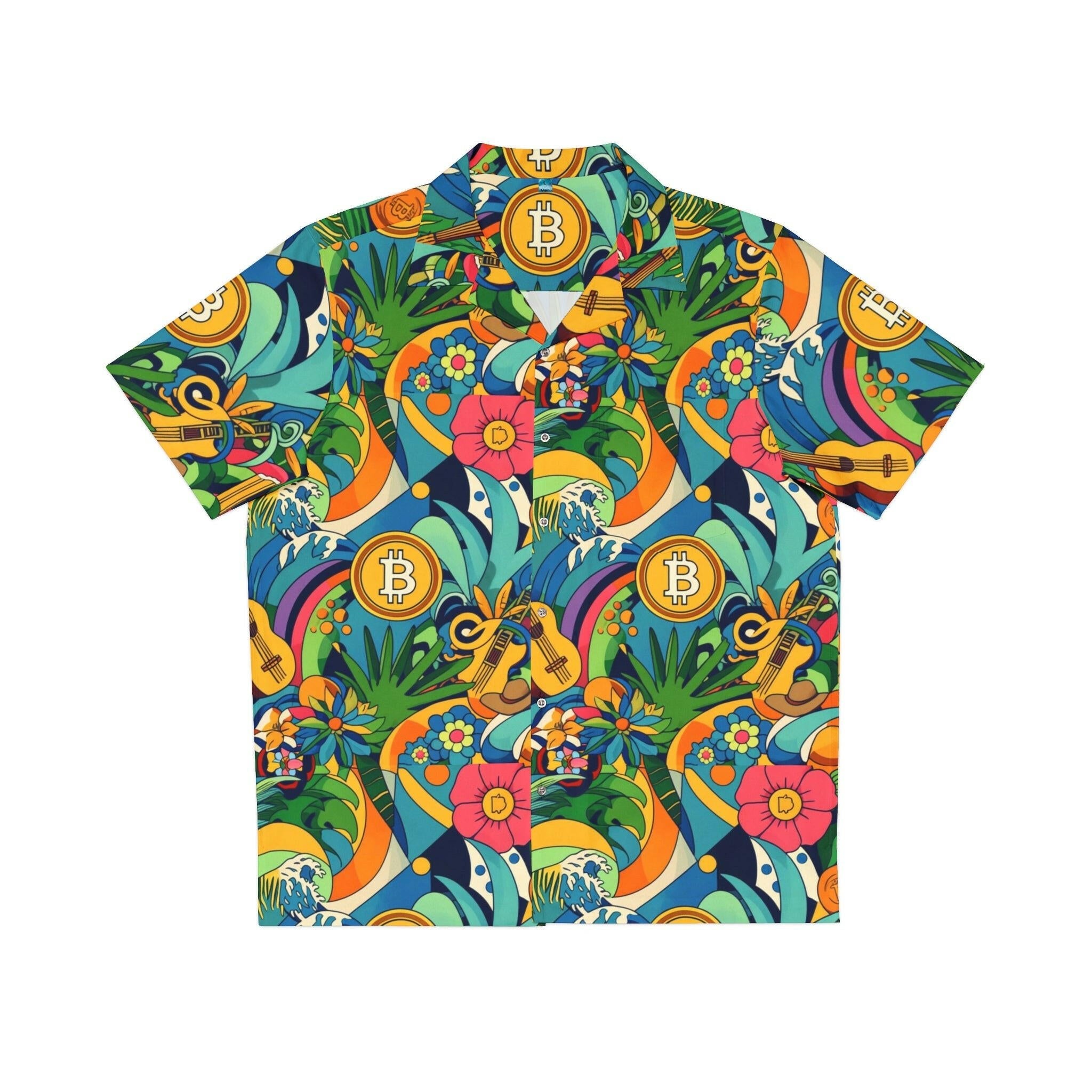 ALOHA SATOSHI / Men's Bitcoin Hawaiian Shirt - SVRN_T - The Orange Habit