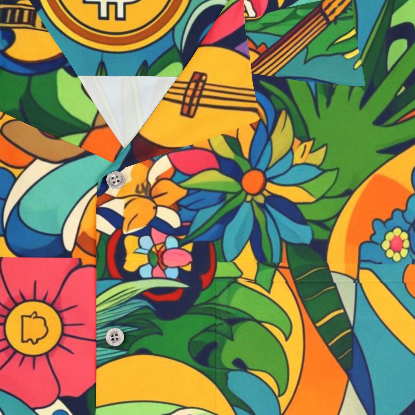 ALOHA SATOSHI / Men's Bitcoin Hawaiian Shirt - SVRN_T - The Orange Habit