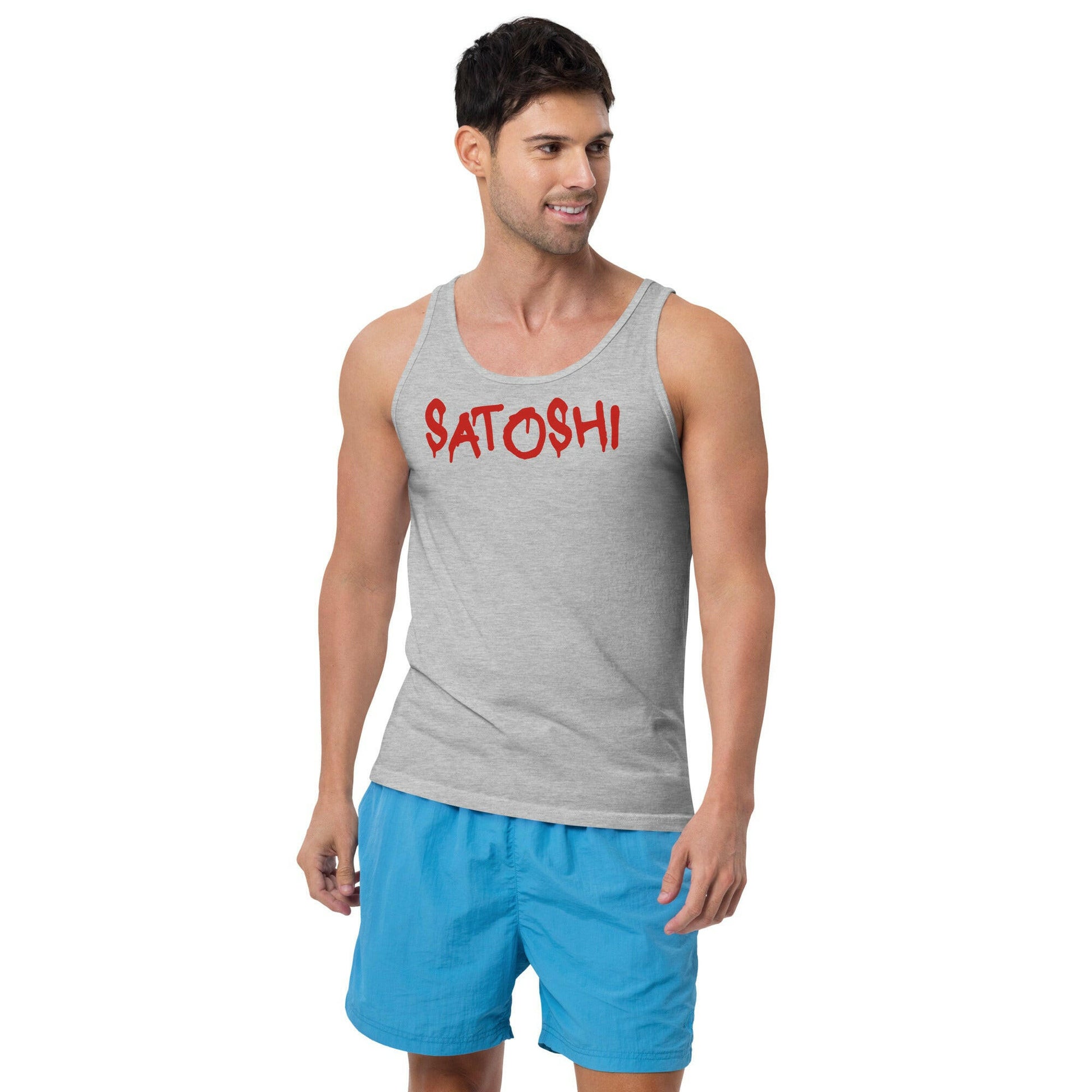 Satoshi Red / Men's Bitcoin Tank Top - SVRN_T - The Orange Habit