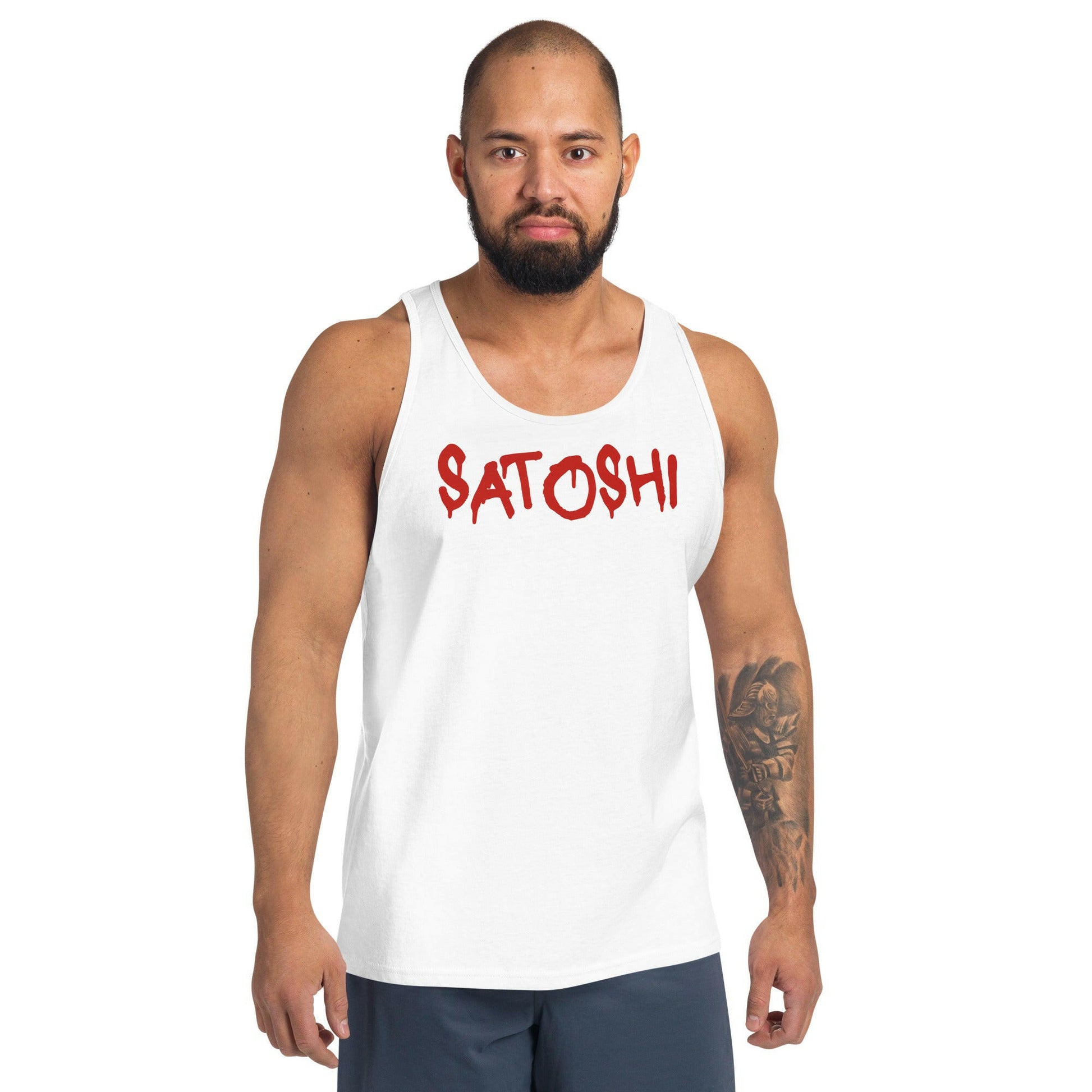 Satoshi Red / Men's Bitcoin Tank Top - SVRN_T - The Orange Habit