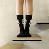 The B / Black & Cream Bitcoin Socks - SVRN_T - The Orange Habit