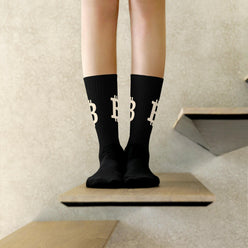 The B / Black & Cream Bitcoin Socks - SVRN_T - The Orange Habit