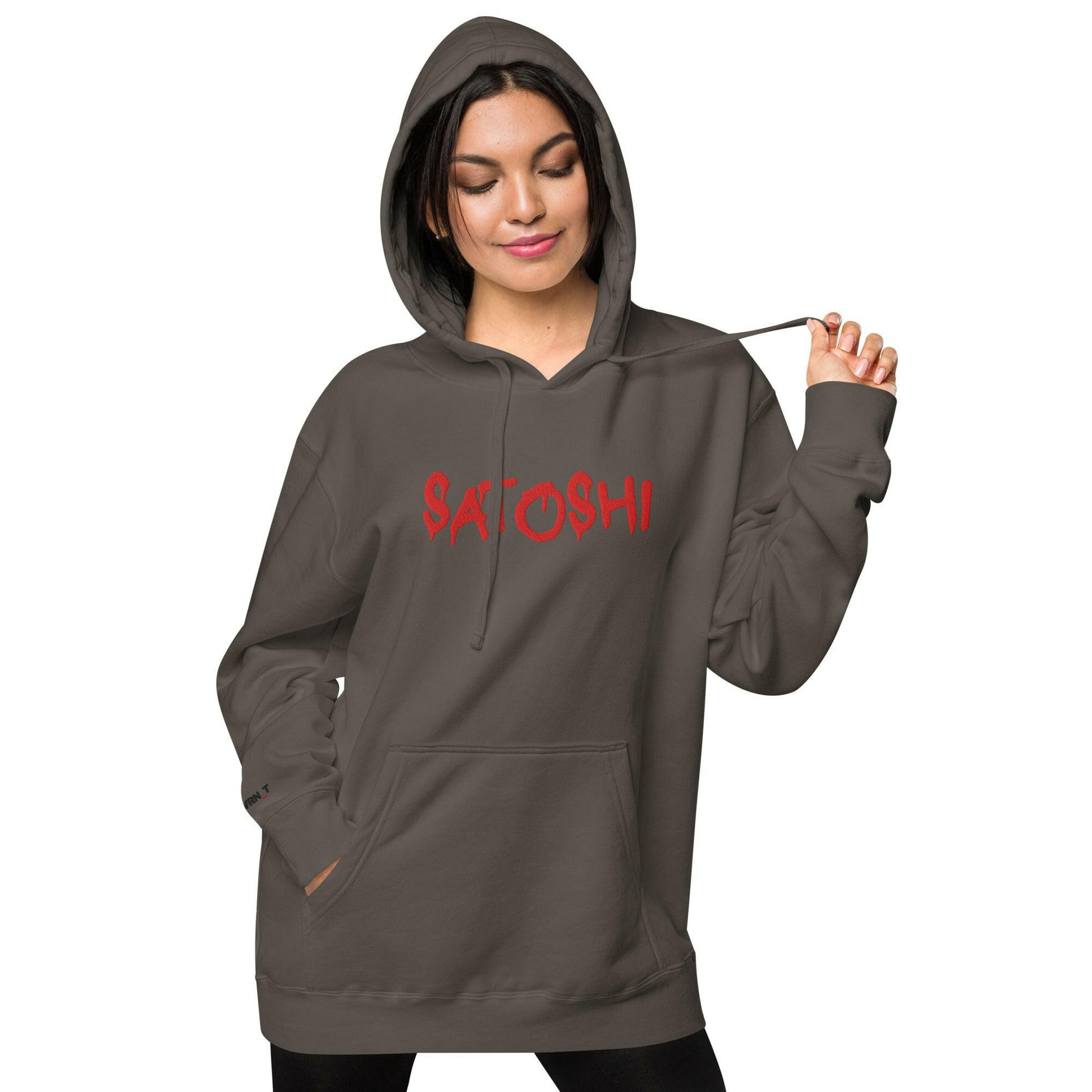 SATOSHI Red / Embroidered Luxe Bitcoin Hoodie - SVRN_T - The Orange Habit