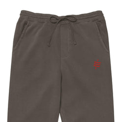 SATOSHI RED / Embroidered Luxe Bitcoin Sweatpants - SVRN_T - The Orange Habit