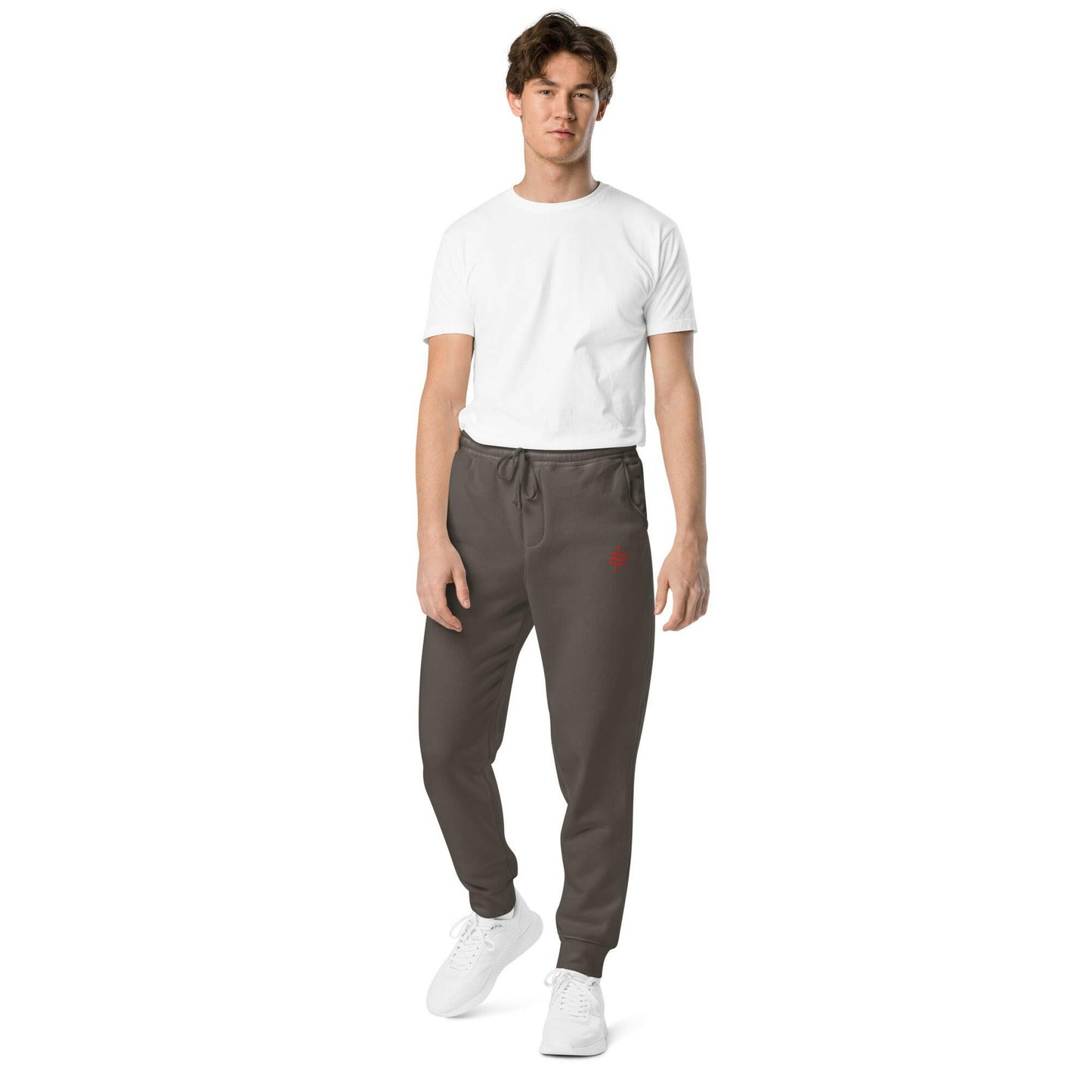 SATOSHI RED / Embroidered Luxe Bitcoin Sweatpants - SVRN_T - The Orange Habit