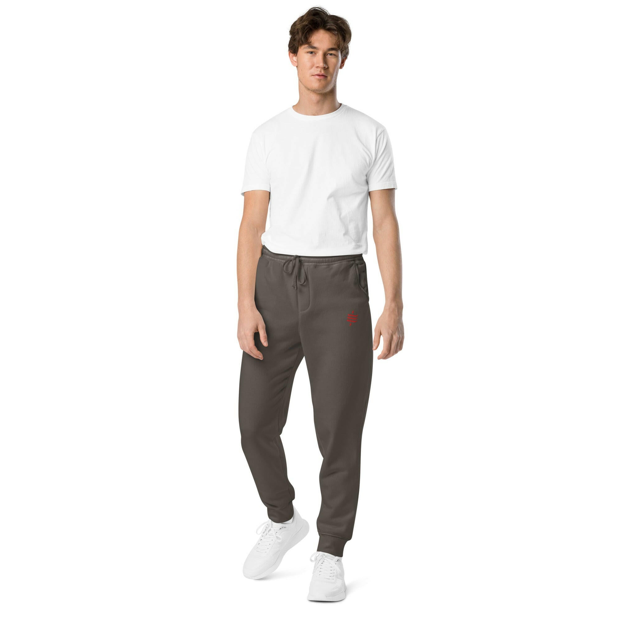 SATOSHI RED / Embroidered Luxe Bitcoin Sweatpants - SVRN_T - The Orange Habit