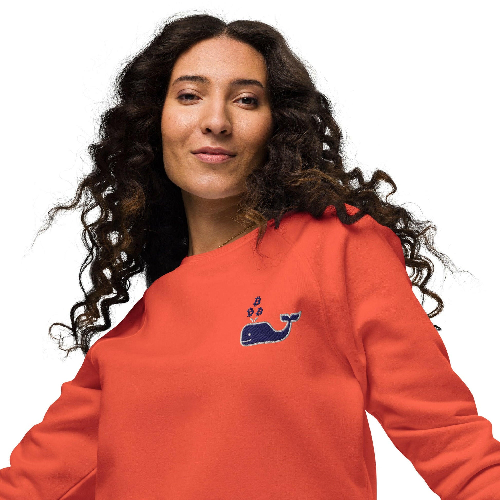 Bitcoin Whale / Organic Raglan Sweatshirt - SVRN_T - The Orange Habit