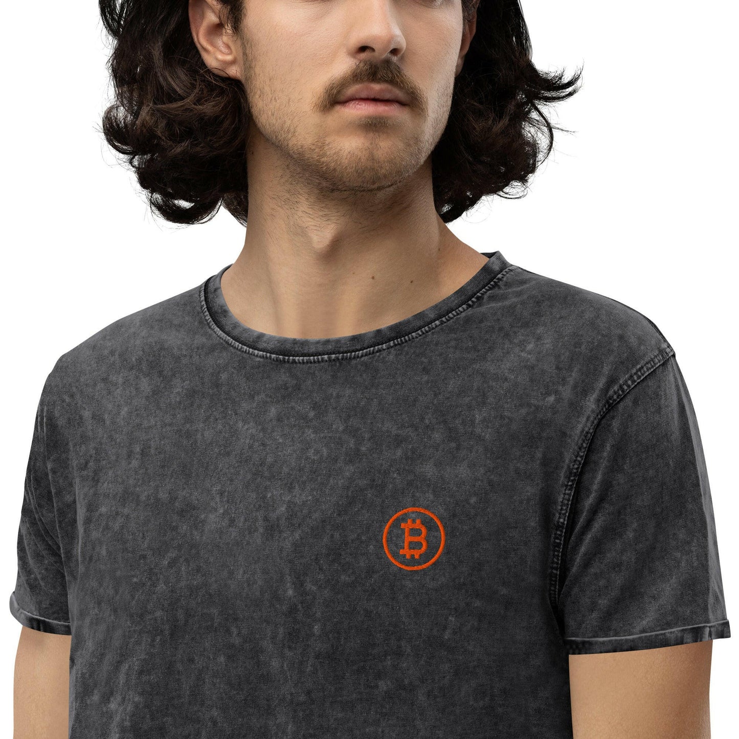Branded / Denim Bitcoin T-Shirt - SVRN_T - The Orange Habit