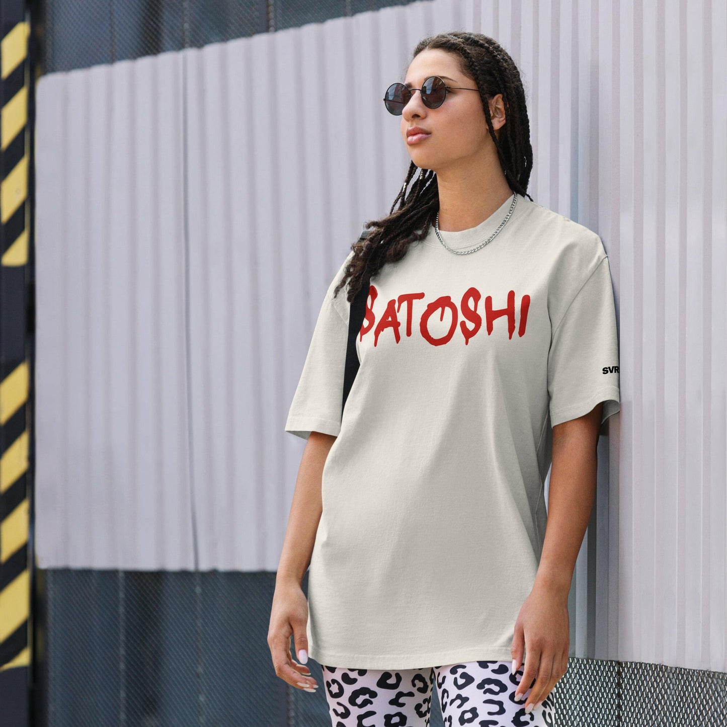 SATOSHI RED / Oversized Faded Bitcoin T-Shirt - SVRN_T - The Orange Habit