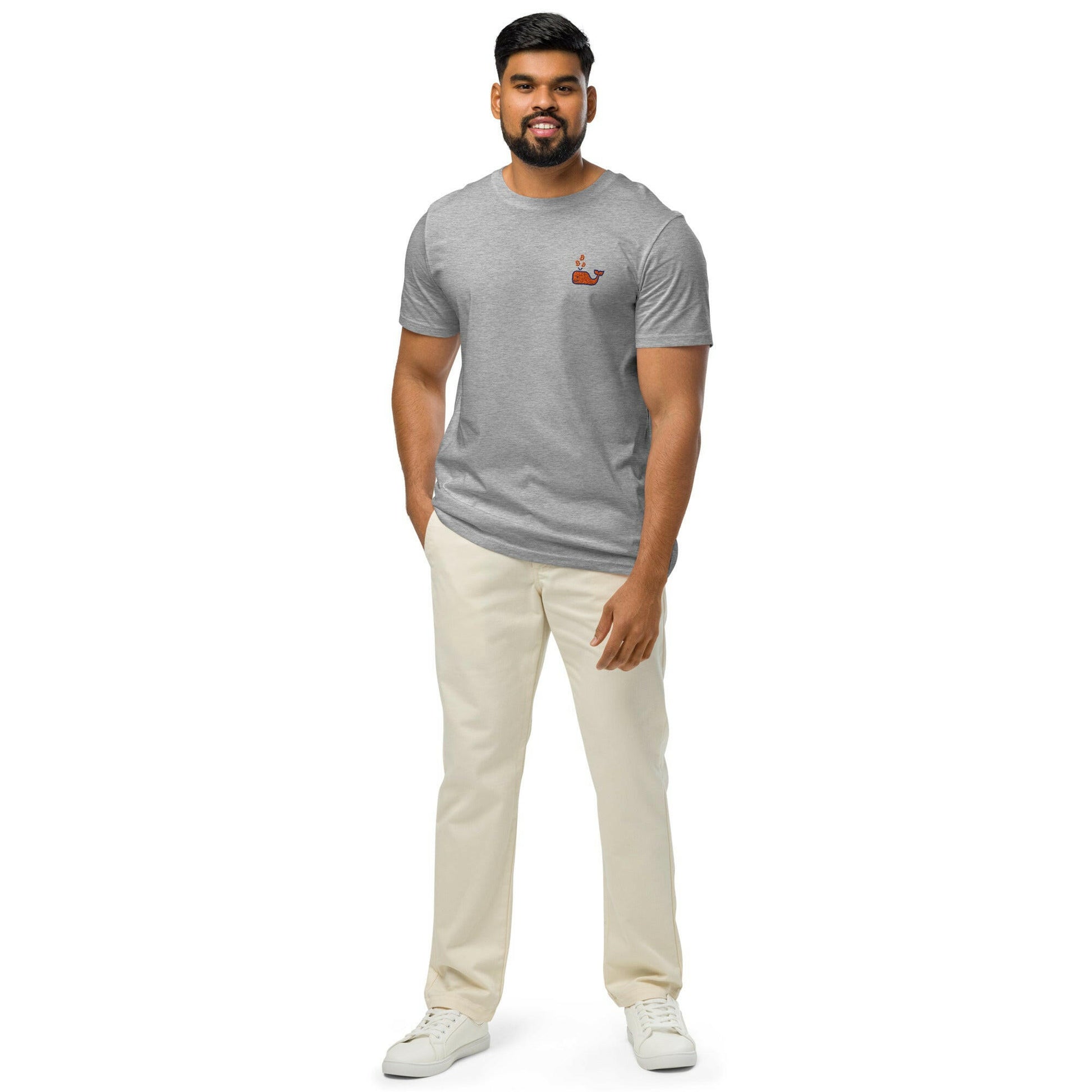 Bitcoin Whale / Embroidered Organic Tee - SVRN_T - The Orange Habit
