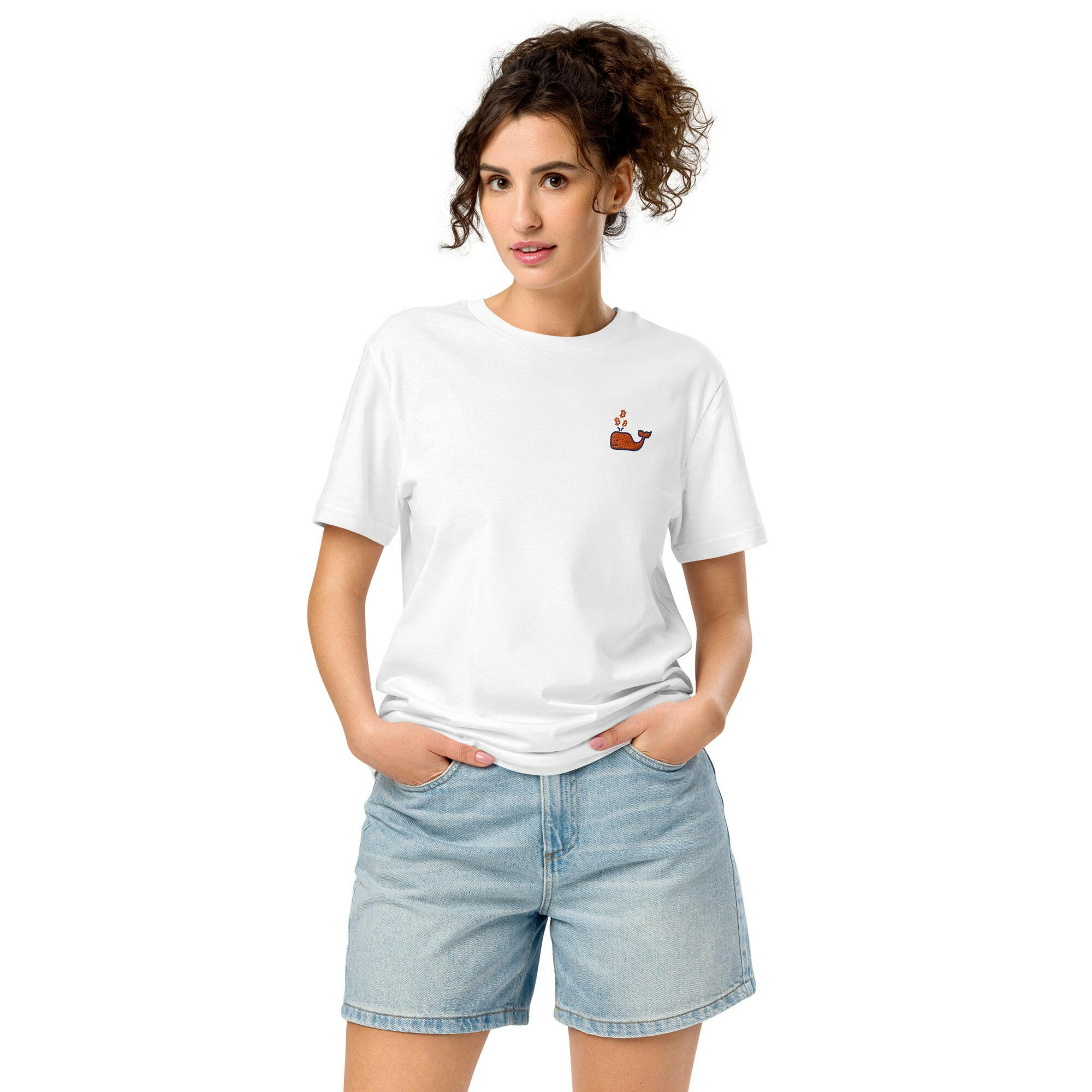 Bitcoin Whale / Embroidered Organic Tee - SVRN_T - The Orange Habit