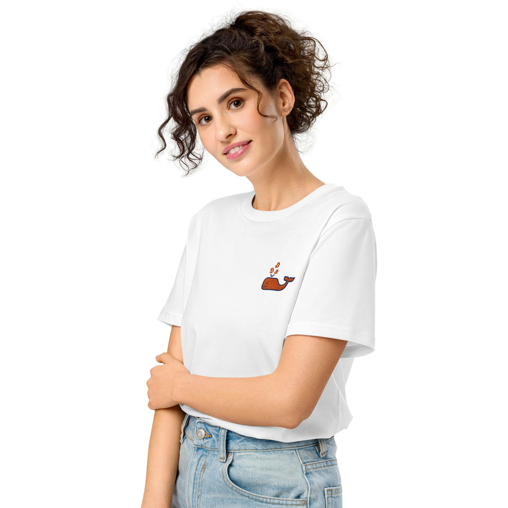 Bitcoin Whale / Embroidered Organic Tee - SVRN_T - The Orange Habit