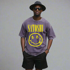 SATOSHI Smiles / Heavyweight Bitcoin T-Shirt - SVRN_T - The Orange Habit