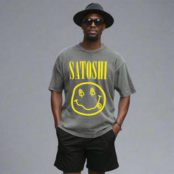 SATOSHI Smiles / Heavyweight Bitcoin T-Shirt - SVRN_T - The Orange Habit