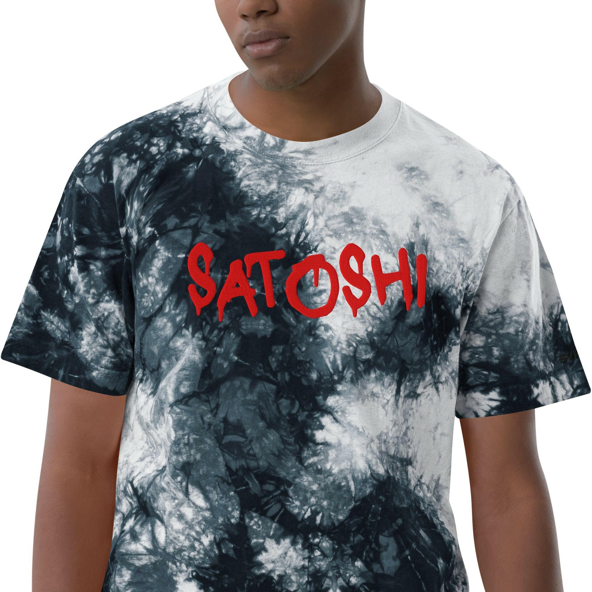 Satoshi Red / Oversized Tie-Dye Bitcoin T-Shirt - SVRN_T - The Orange Habit