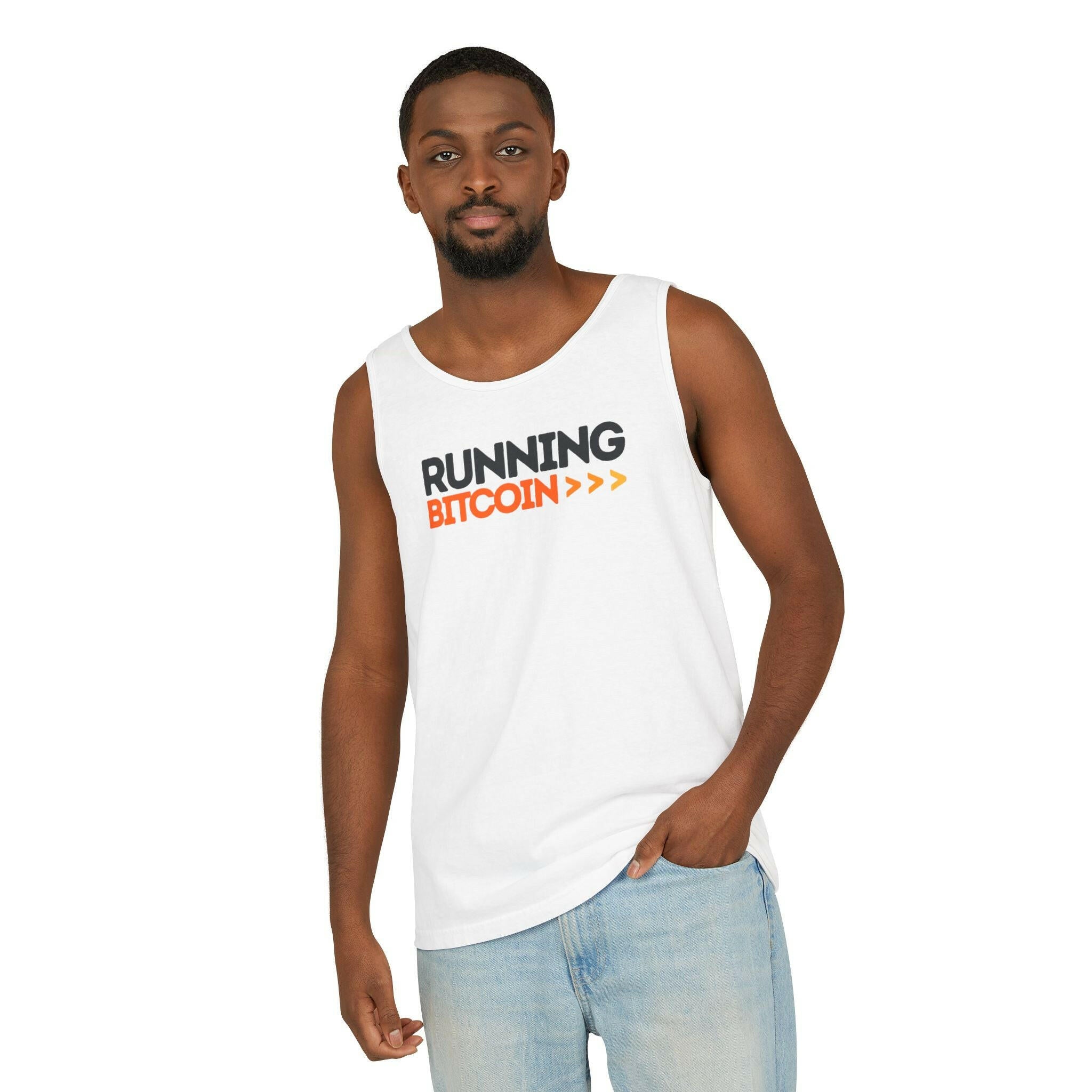 Running Bitcoin / Bitcoin Tank Top - SVRN_T - The Orange Habit