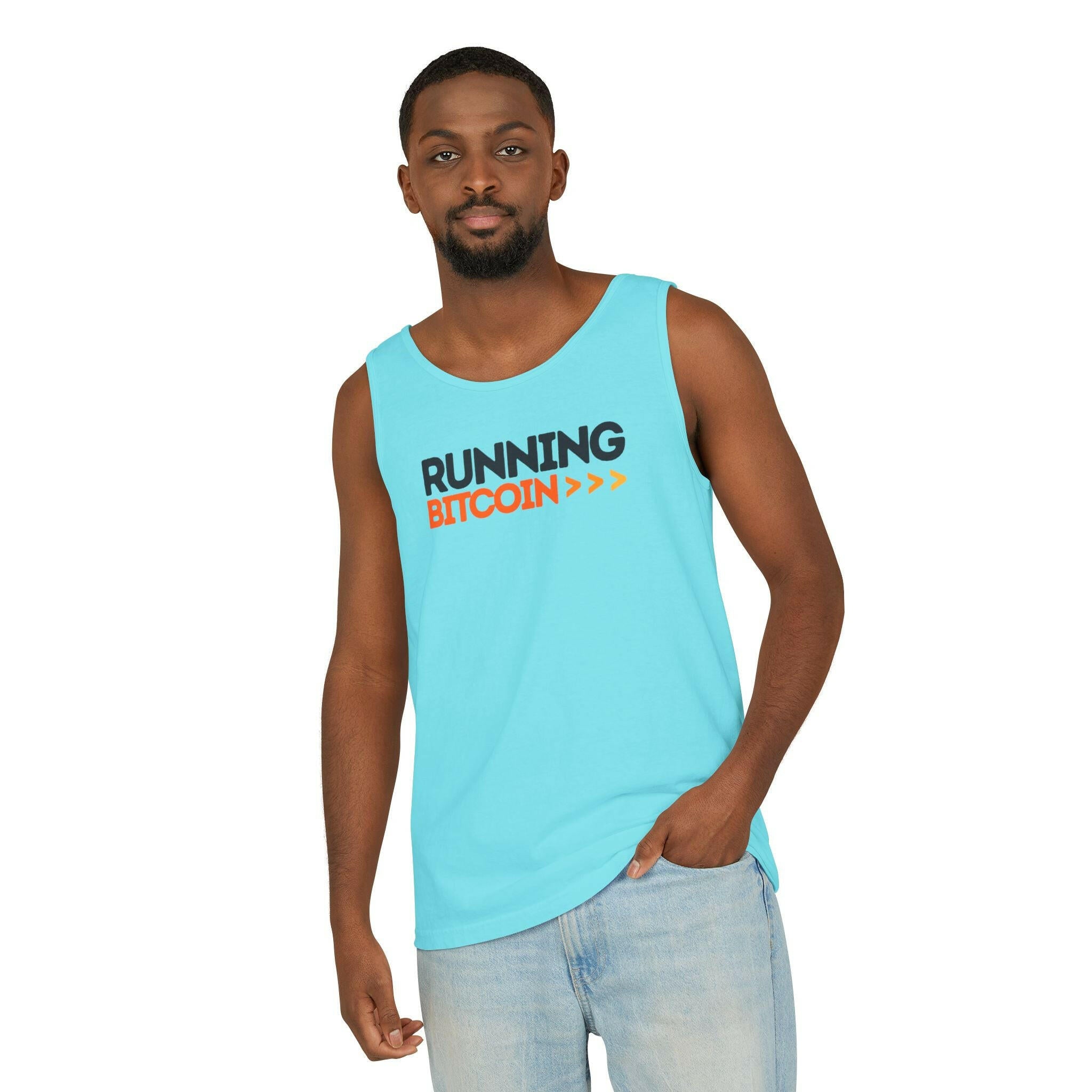 Running Bitcoin / Bitcoin Tank Top - SVRN_T - The Orange Habit