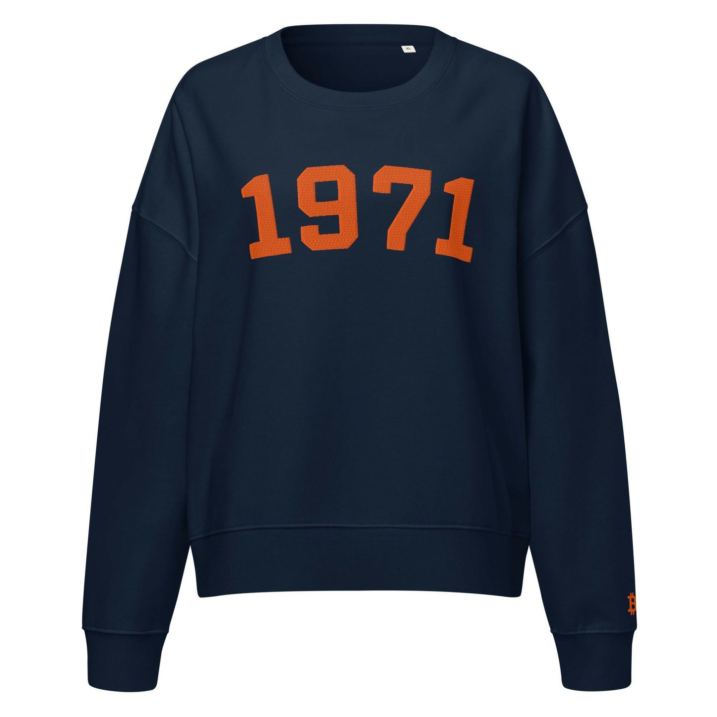 1971 / Womens Organic Bitcoin Sweatshirt - SVRN_T Woman - The Orange Habit