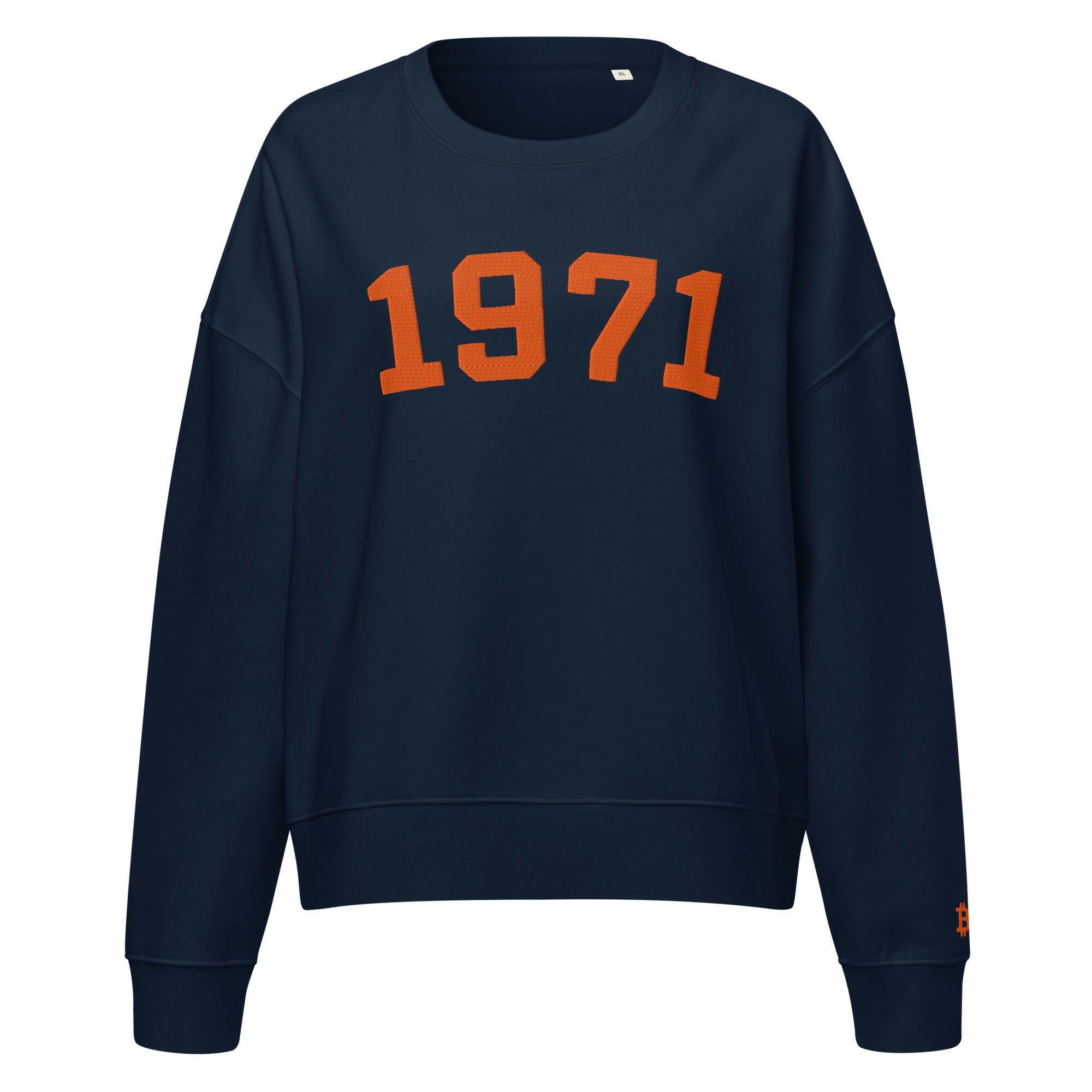 1971 / Womens Organic Bitcoin Sweatshirt - SVRN_T Woman - The Orange Habit