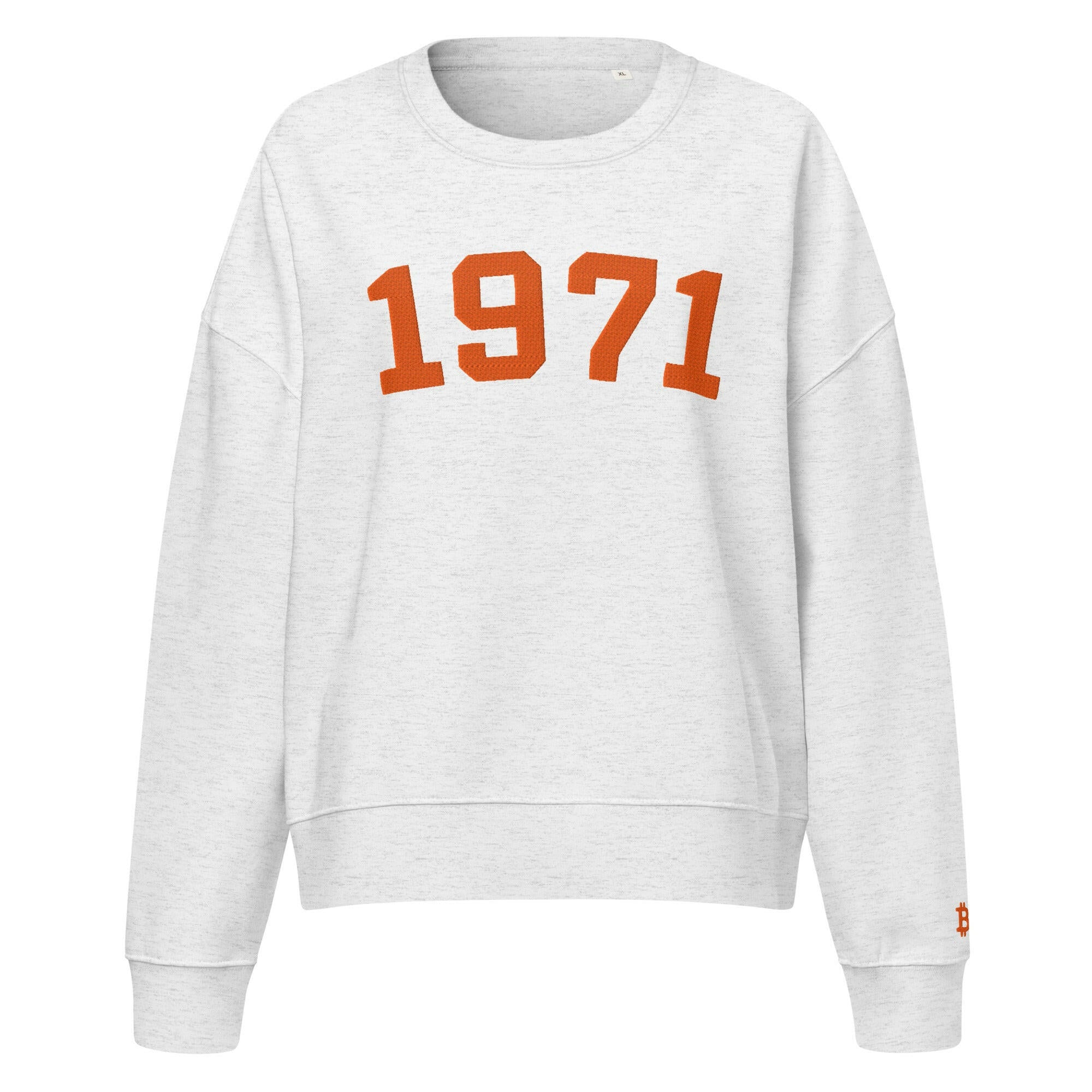 1971 / Womens Organic Bitcoin Sweatshirt - SVRN_T Woman - The Orange Habit