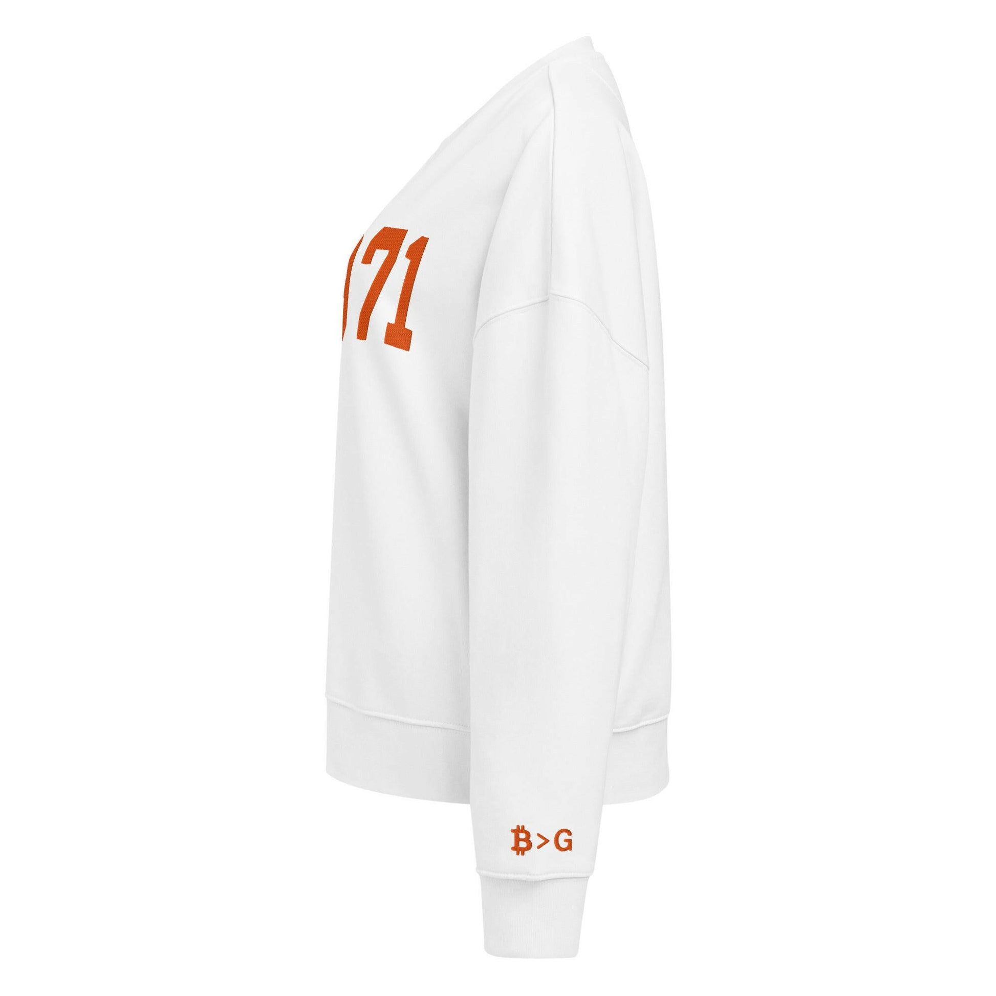 1971 / Womens Organic Bitcoin Sweatshirt - SVRN_T Woman - The Orange Habit