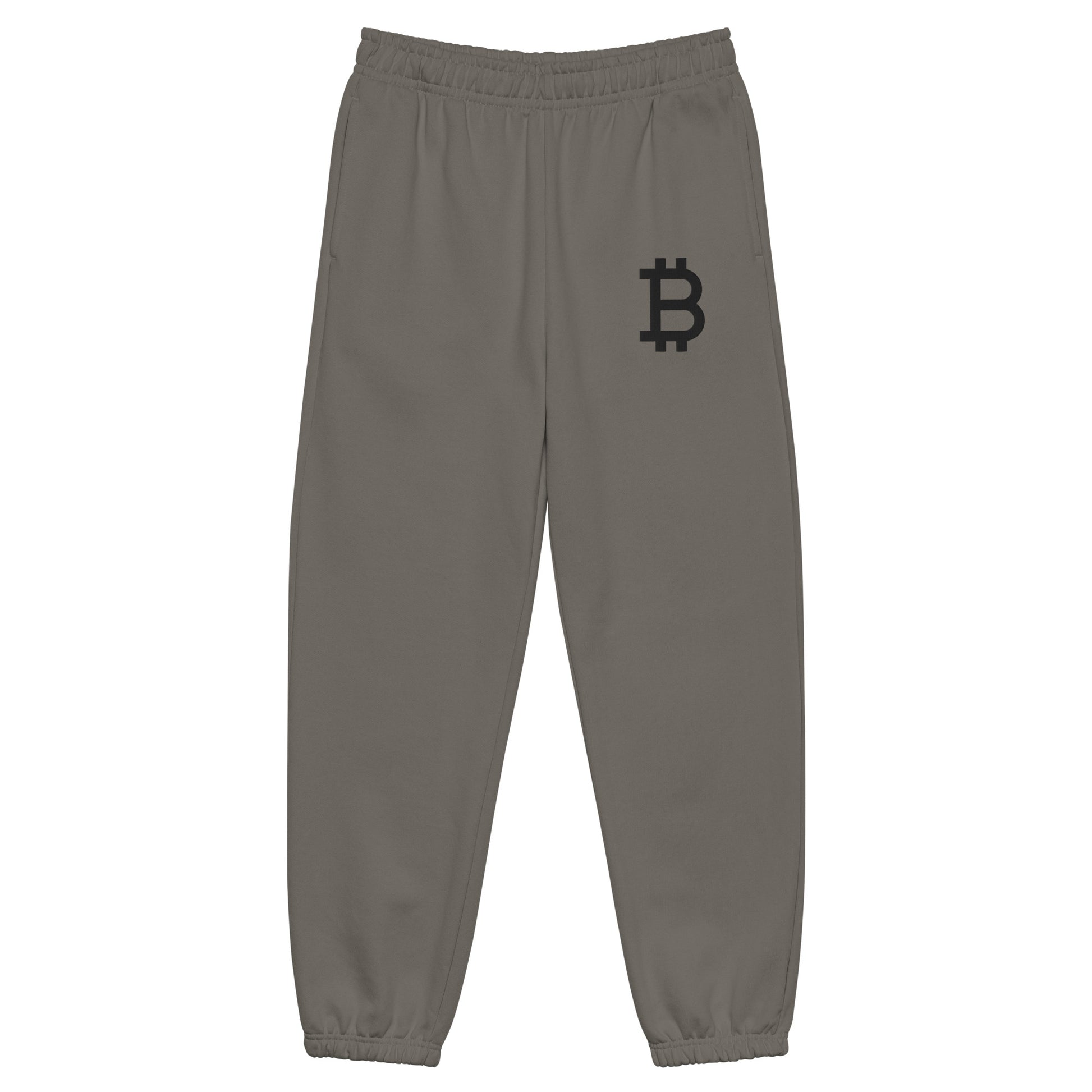 grey bitcoin b sweatpants with black embroidery | the orange habit