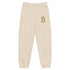 cream colored bitcoin sweatpants with gold embroidery | the orange habit