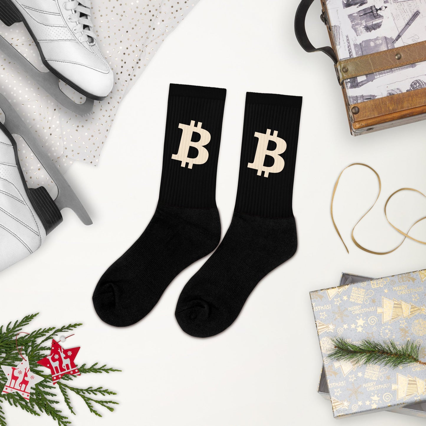 Das B | Bitcoin-Socken in Schwarz und Creme